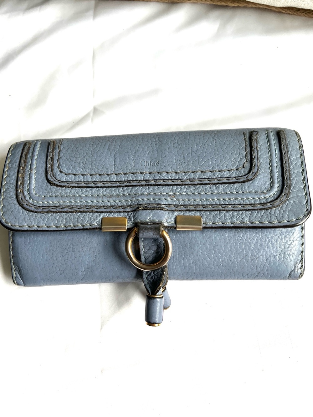Authentic Chloé Maurice Light Blue Leather Long Wallet